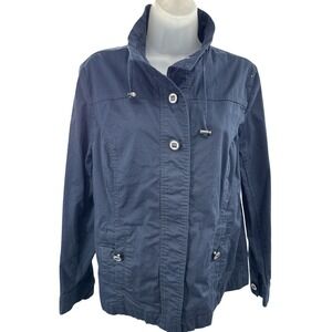 Tribal Women's‎ Utility Jacket Size 6 Navy Blue Button Zip Front Pockets